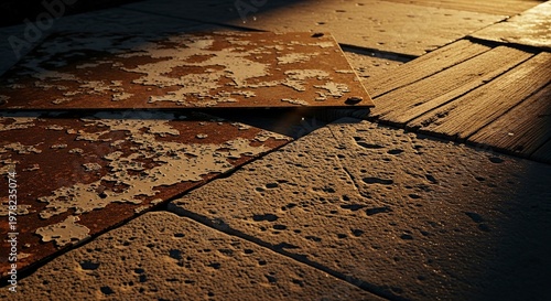 Weathered wooden surface with visible texture and detail.