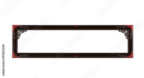 Ornate rectangular frame with red accents.