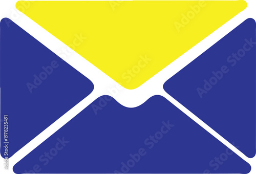 Blue and yellow envelope mail communication