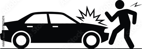 Person slipping on car tire while holding onto the vehicle door