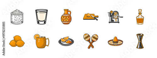 Tequila and Cocktail Barware Vector Elements