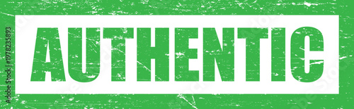 Vector art of green text on distressed background saying authentic