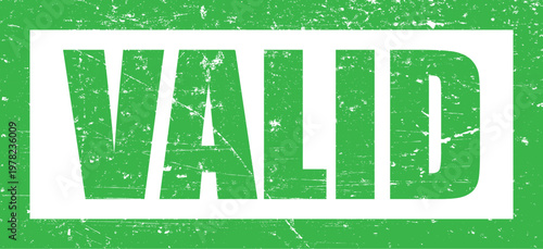Vector art of green stamp with the word valid on a textured background