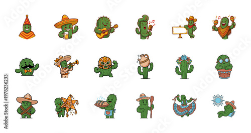 Mexican Fiesta Cactus Character Collection