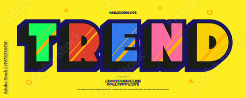 Trend font 3d bold line style for fest, festival, party poster, t shirt, flyer, decoration, card, sale banner, printing on fabric, industrial. Cool typeface vector