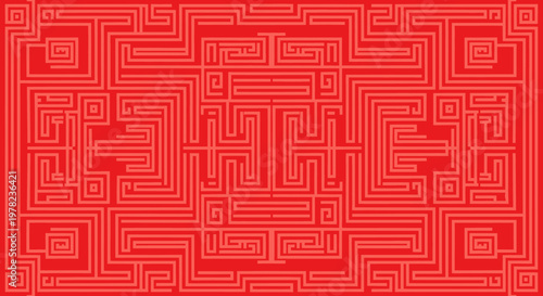 Intricate red maze design pattern.