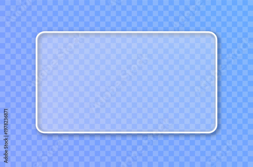 Glassmorphism rectangle shape UI design element isolated on transparent background. Frosted glass shapes for web, app, banner, social media design projects