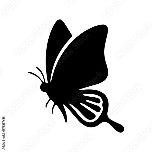 Minimalist Black Butterfly Silhouette Vector