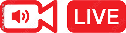 Live streaming camera icon, minimalist black vector illustration of camera with streaming symbols for media production broadcasting and online content design.