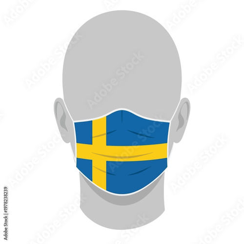 Face Mask with Sweden Flag Icon Medical Mask for Health Protection and Pandemic Concept