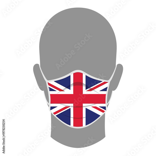 Face Mask with United Kingdom Flag Icon Medical Mask for Health Protection and Pandemic Concept
