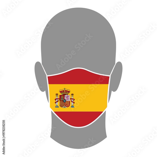 Face Mask with Spain Flag Icon Medical Mask for Health Protection and Pandemic Concept