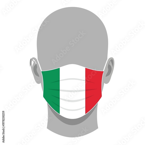 Face Mask with Italy Flag Icon Medical Mask for Health Protection and Pandemic Concept