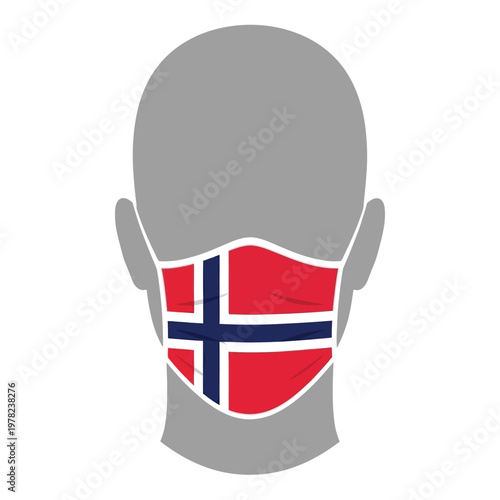 Face Mask with Norway Flag Icon Medical Mask for Health Protection and Pandemic Concept