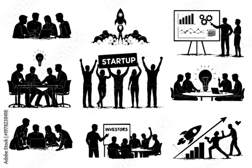 Dynamic team collaboration and innovation in startup environment.