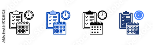 Schedule Management  Icon with Style Variations