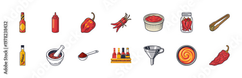 Hot Sauce and Spicy Chili Graphic Set