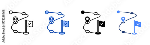 Milestone Tracking  Icon with Style Variations