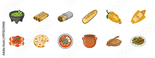 Mexican Food and Cooking Illustration Set