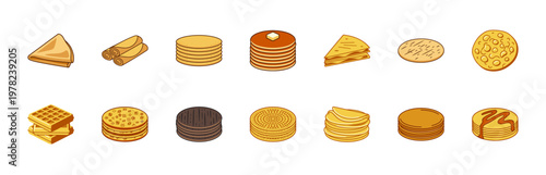 Traditional Flatbread and Pancake Graphic Set
