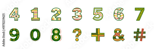 Traditional Folk Patterned Numbers and Symbols