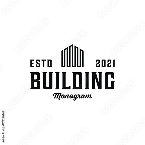 Vintage retro minimalist building logo design