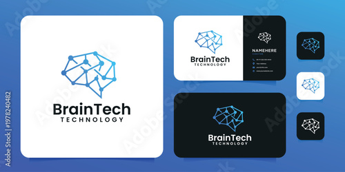 Creative smart clever brain technology logo design for business company