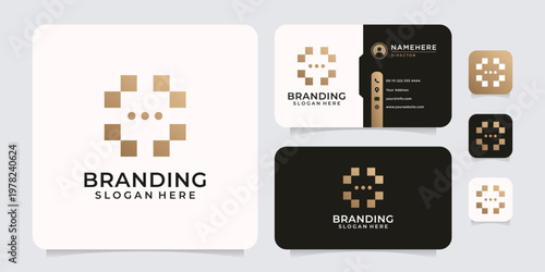 Abstract random technology logo design for brand and company