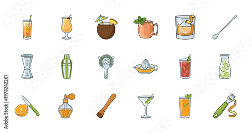 Summer Cocktail and Barware Graphics