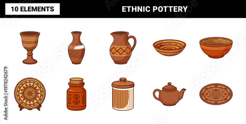 Ethnic Pottery and Terracotta Vessel Set