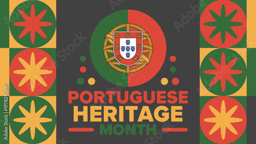 Celebrating Portuguese Heritage Month with symbolic national flag and cultural graphics design