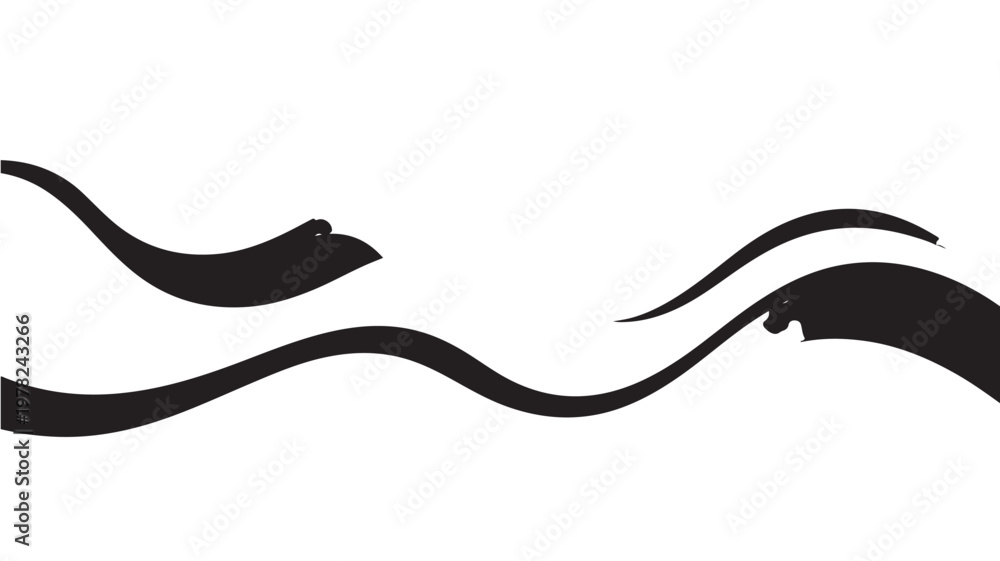 Fototapeta premium Black Waves On White Background For Abstract Ocean Concepts