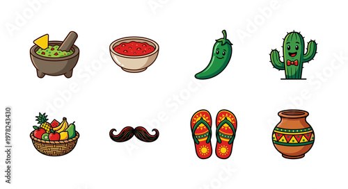 Mexican Fiesta Mascot and Food Assets