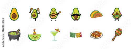 Festive Avocado Fiesta Character Asset Set