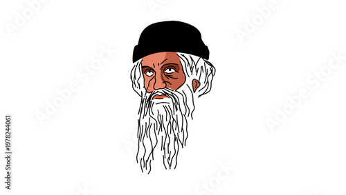 Johannes Gutenberg Portrait, flat vector illustration