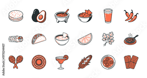 Mexican Street Food Vector Asset Sheet