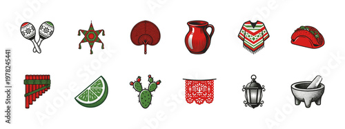 Mexican Fiesta Folk Art Celebration Elements