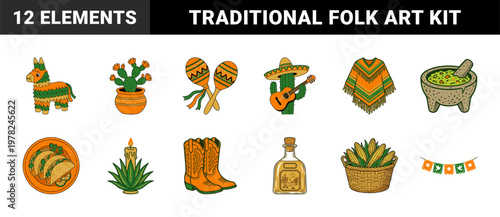 Mexican Fiesta and Cactus Graphic Set