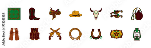 Western Folk Art Cowboy Element Sheet