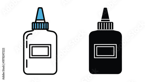 Vector illustration of glue bottles in black and white