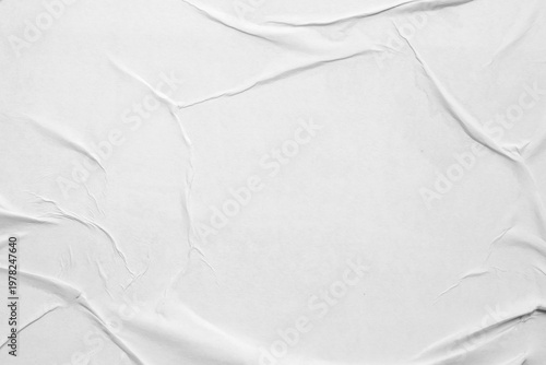 Obraz na płótnie White Crumpled Glued Paper Texture Background for Poster Mockup