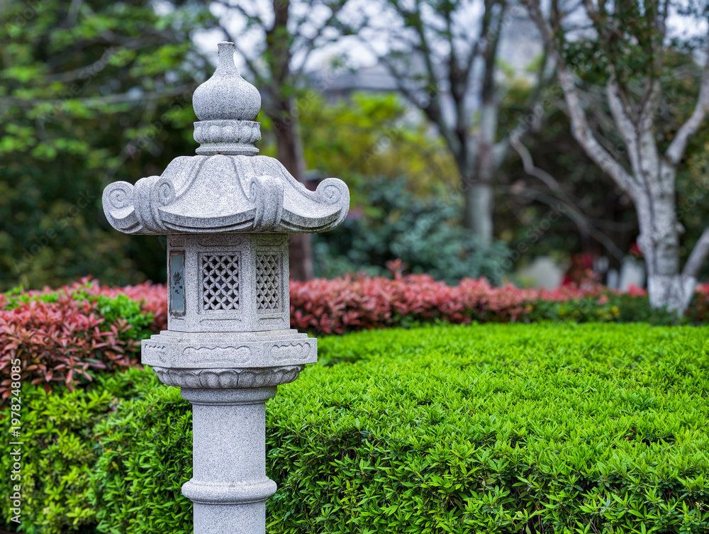 Fototapeta premium Granite Chinese Lantern in the garden