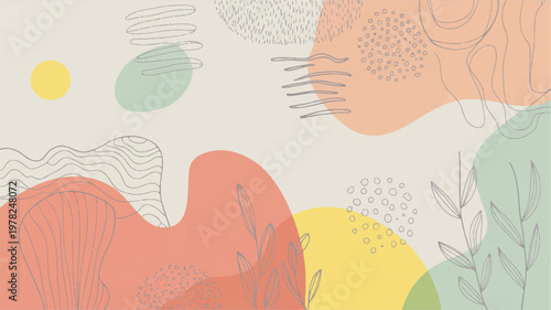 colorful abstract landscape with lines and shapes  creative artistic design