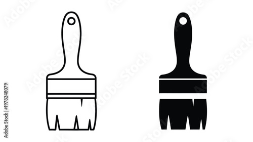 Vector illustration of paint brushes in black and white