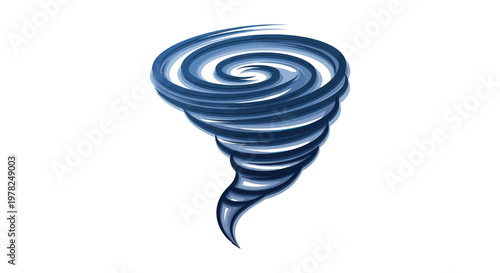 Swirling Blue Tornado Vortex on White Background
