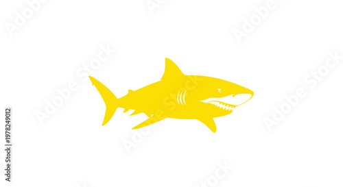 Yellow Shark Silhouette Isolated on White Background