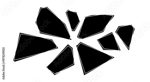 Abstract Black Geometric Shapes Bursting Outward