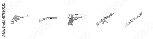 Firearms Technical Line Art Graphic Set