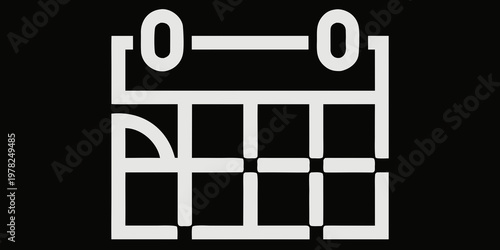 Outline calendar icon with grid layout calendar schedule business management planning interface minimalist deadline productivity organization strategy monochrome tracking