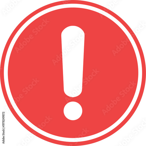 Warning circle illustration, red alert traffic icon
